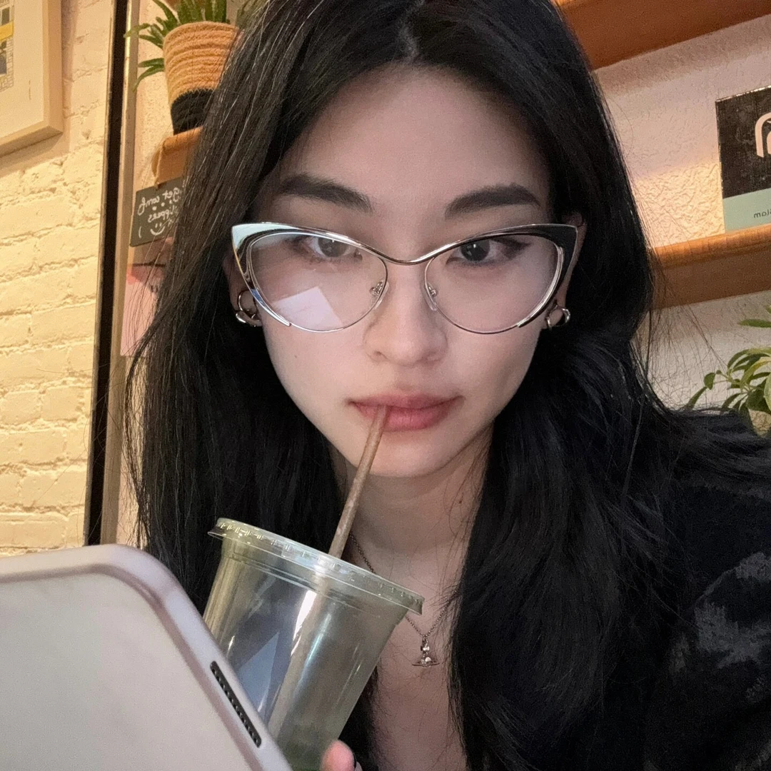 复古金色三角猫眼素颜金属平光镜可配近视度数防蓝光大框眼镜女潮