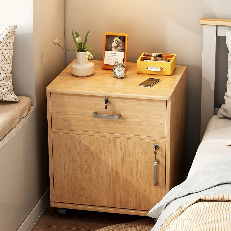 【小扬哥推荐】床头柜现代简约收纳柜带锁带轮储物柜家用卧室床边