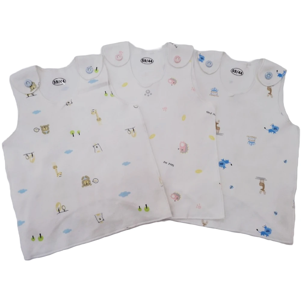 0-3个月婴儿背心内穿贴身新生儿护肚脐小背心纯棉宝宝打底无袖