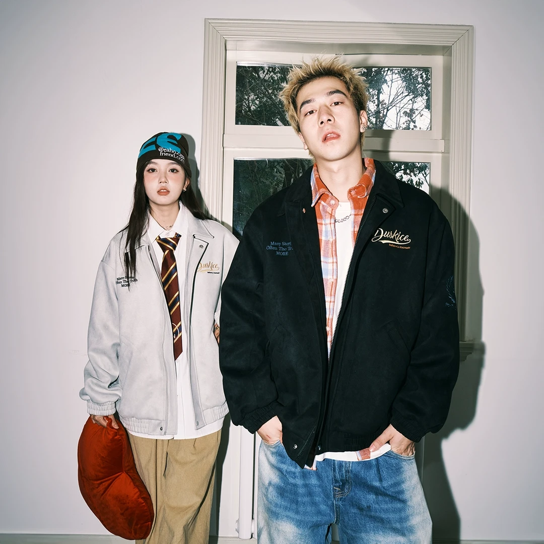 lemanism2025春季情侣款潮牌美式复古翻领夹克外套上衣