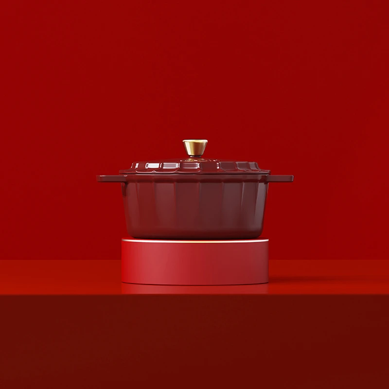 YANZAO/焱造铸铁珐琅锅25口径晶钻系列炖锅内黑釉