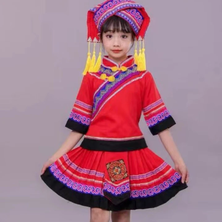 少数民族三月三壮族服装女彝族苗族瑶族衣服舞蹈演出服女土家瑶族