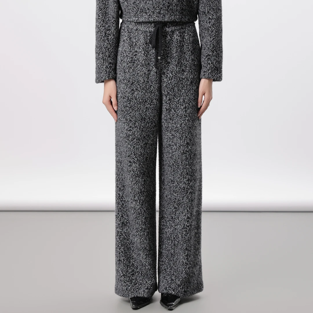 GIRDEAR/哥弟秋冬时尚气质保暖休闲松紧腰提花垂感直筒裤1100280