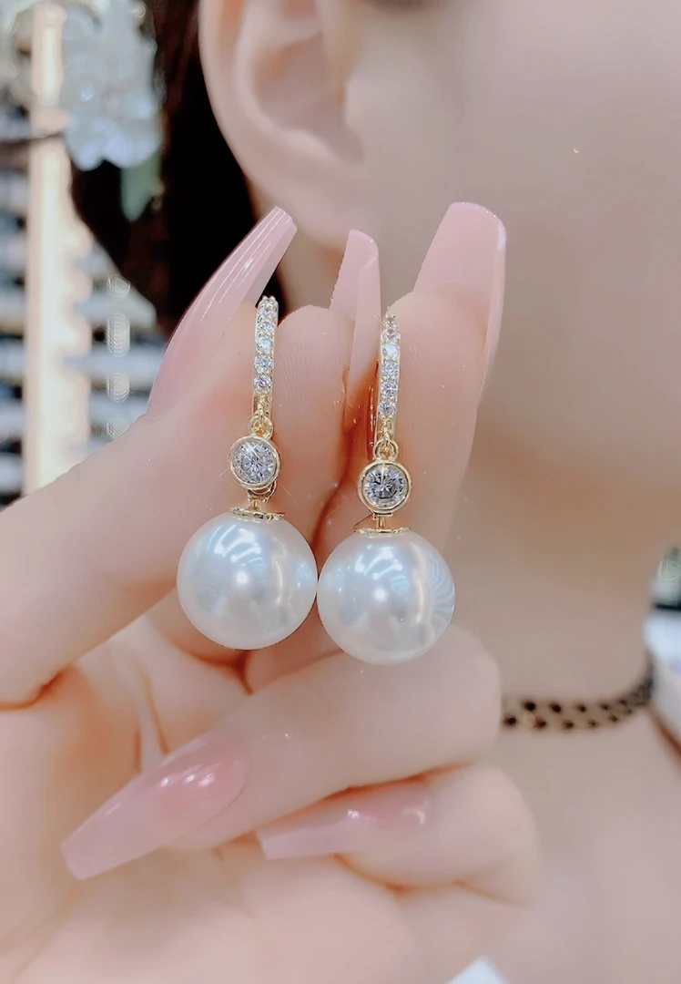 铜合金仿珍珠耳饰 885精致优雅气质轻奢百搭珠珠耳扣耳环时尚简约