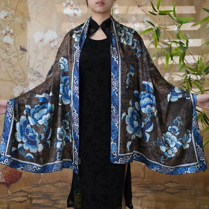 C520【兰香幽谷】70*180龟裂纹长巾气质百搭时尚复古围巾披肩丝巾女