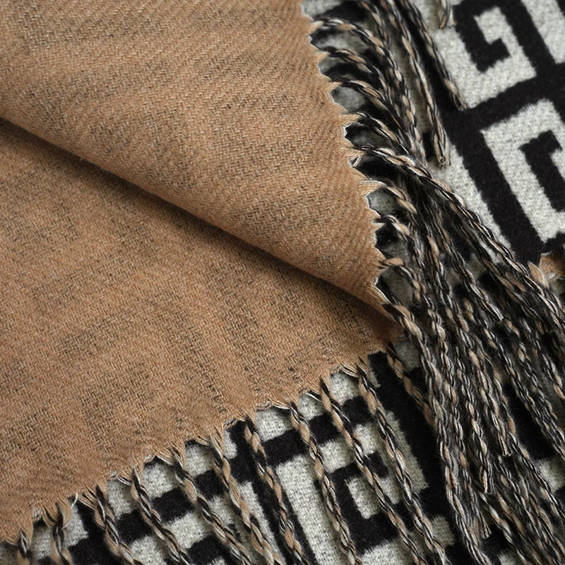 C584羊绒70*180秋冬长巾轻奢气质百搭时尚复古围巾披肩丝巾女