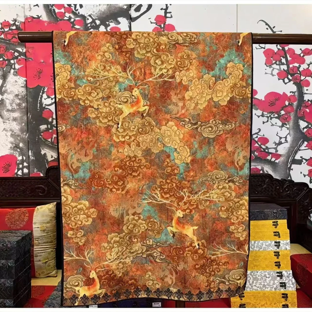 C635【鹿踏祥云】90*180龙鳞纹秋冬长巾气质百搭时尚围巾披肩丝巾女