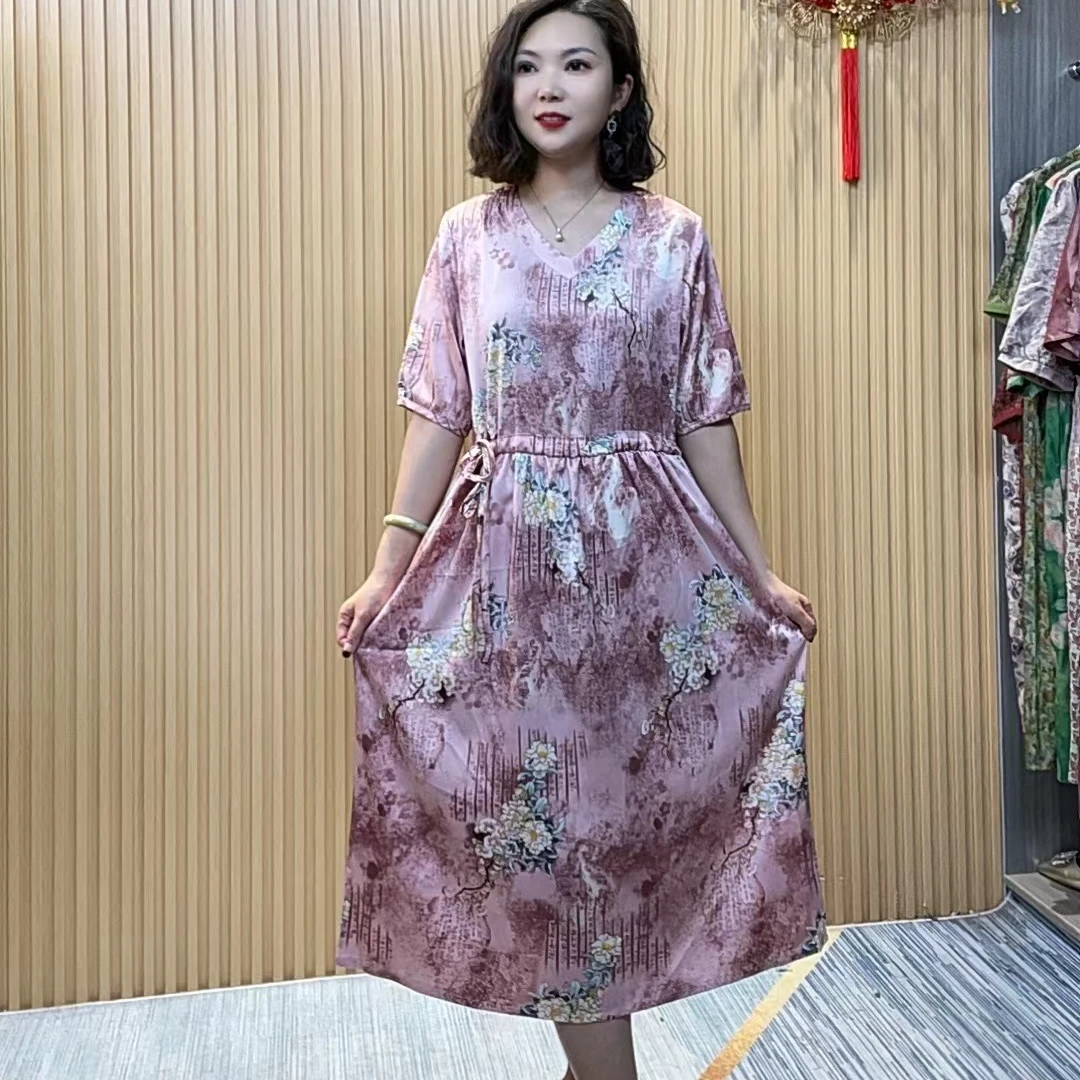 271夏季时尚气质显瘦宽松连衣裙中长款收腰洋气百搭女装连衣裙