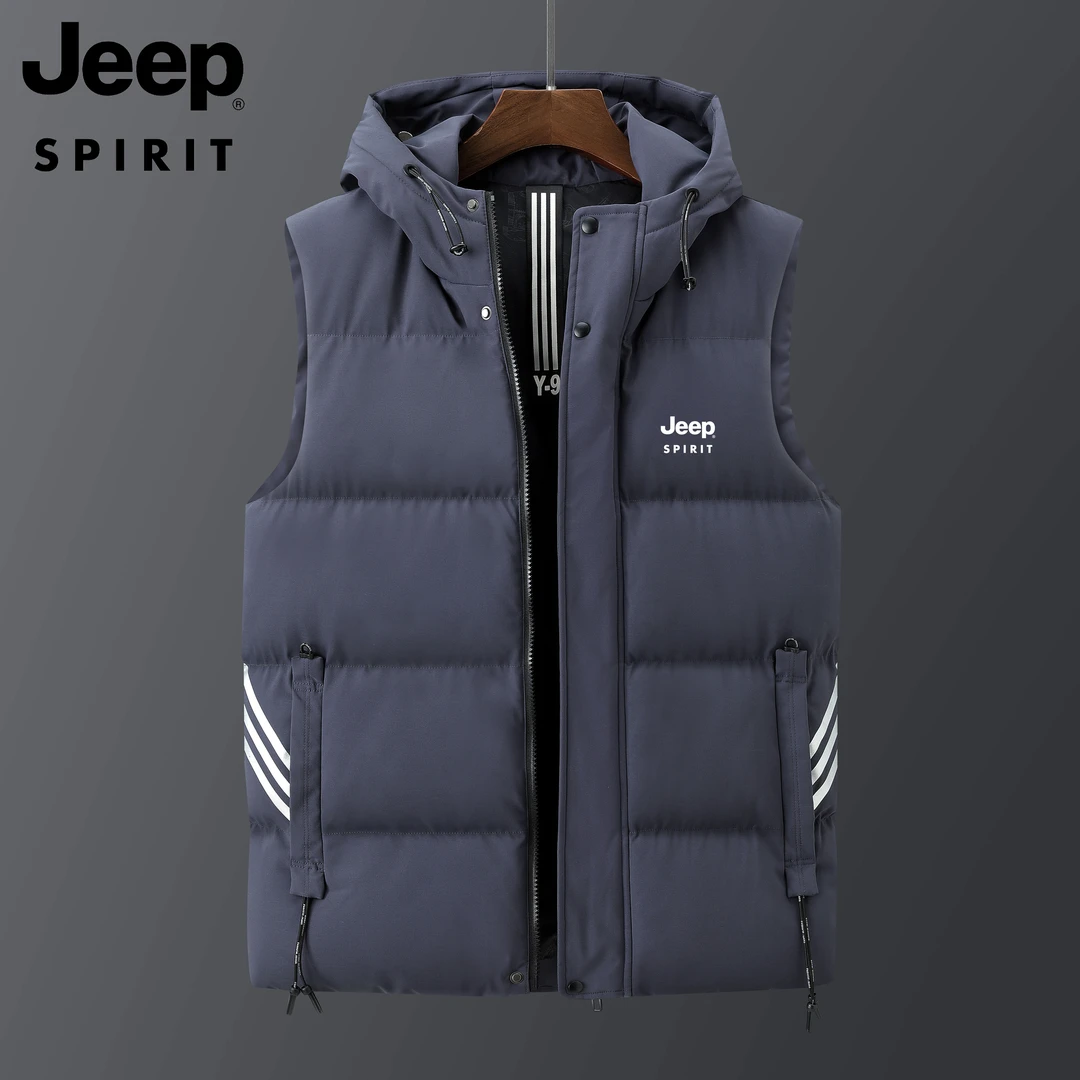 JEEPSPIRIT男士马甲冬季加棉加厚羽绒棉无袖背心坎肩中青年马甲