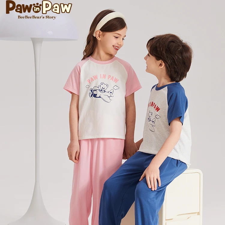 【5A抗菌家居服】PawinPaw小熊童装夏季男女童短袖套装儿童宝宝睡衣
