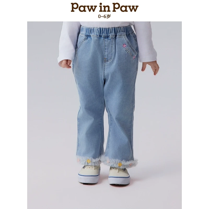 PawinPaw卡通小熊童装2025年春夏新款休闲牛仔裤喇叭裤PCTJF2281E
