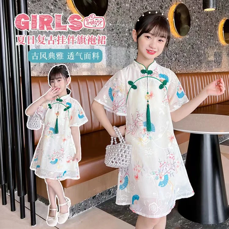 夏季新款连衣裙洋气中大童女童淑女童裙子儿童裙子