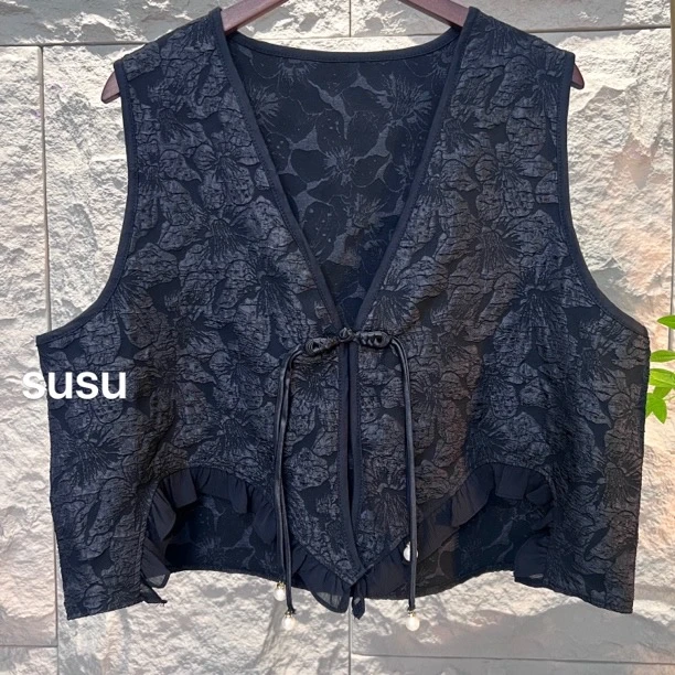 1253/高贵典雅新中式设计款精致珍珠马甲气质百搭高级刺绣国风