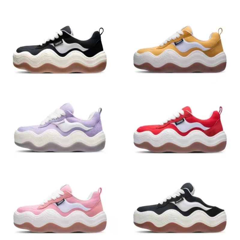 同款波浪面包鞋时尚板鞋百搭休闲鞋情侣帆布鞋