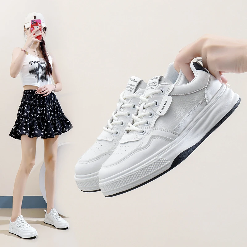 真软皮2024轻便小白鞋女最新四季休闲百搭时尚洋气女板鞋518