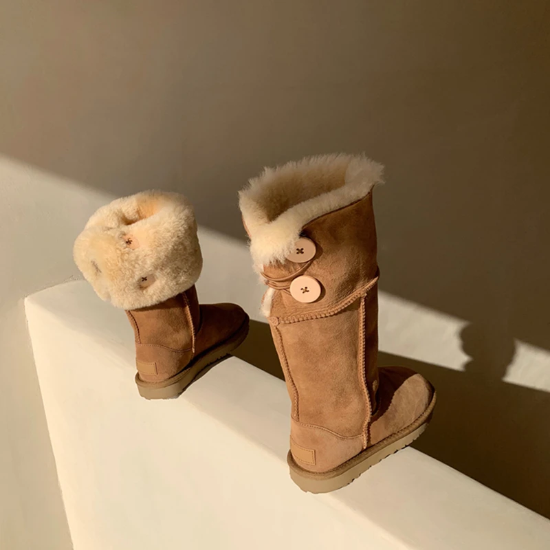 【小羊皮毛一体】河南桑坡雪地靴女款小千高筒加绒加厚保暖冬季棉鞋