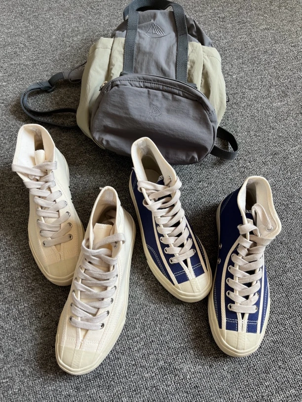 【春晓】日本冈山久留米硫化鞋日系复古休闲板鞋百搭高帮帆布鞋