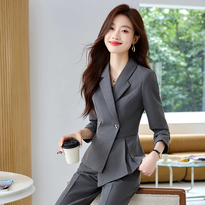 职业西装套装女春秋气质女神范职场面试正装西服外套珠宝店工作服