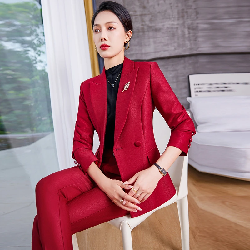 女士西装套装女秋季新款高级感职业装修身气质黑色正装外套工作服