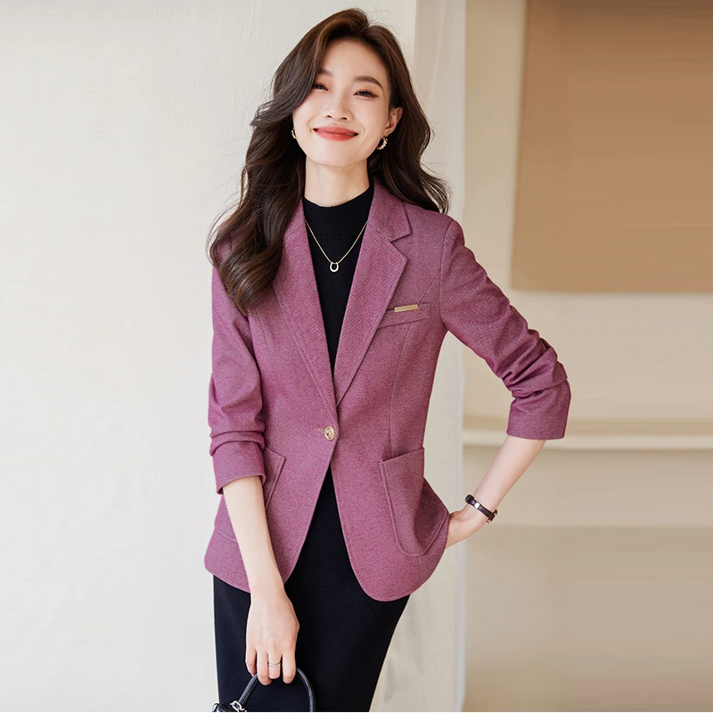 呢子小西装上衣小个子2024新款职业气质女神范高级感长袖西服外套