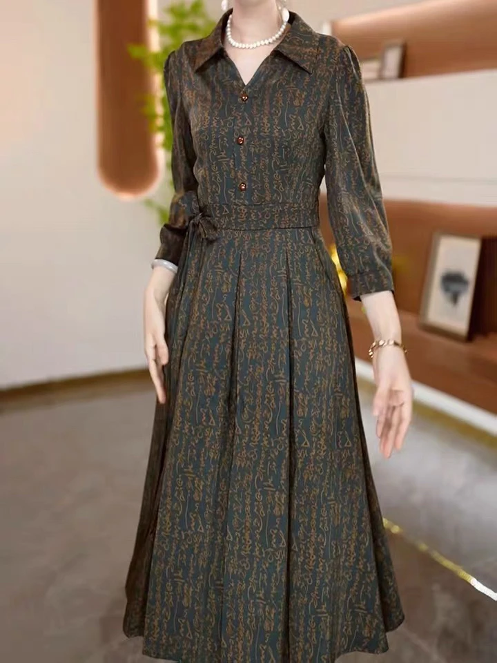 D632小个子连衣裙女夏季2024新款中年妈妈精致设计感显瘦气质裙子