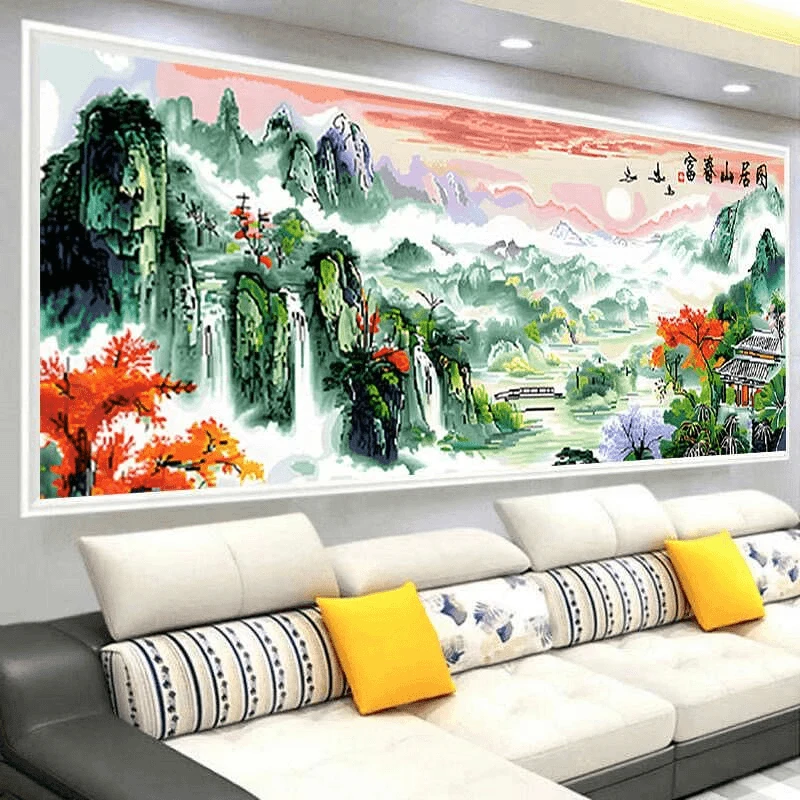 富春山居图十字绣2024新款线绣客厅山水画风景大幅满绣自己绣手工