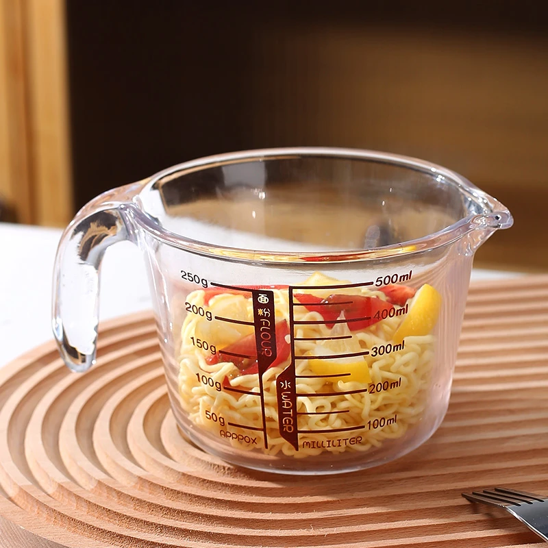 500ML透明色加厚加大量杯带刻度杯家用大容量打蛋杯牛奶杯计量杯