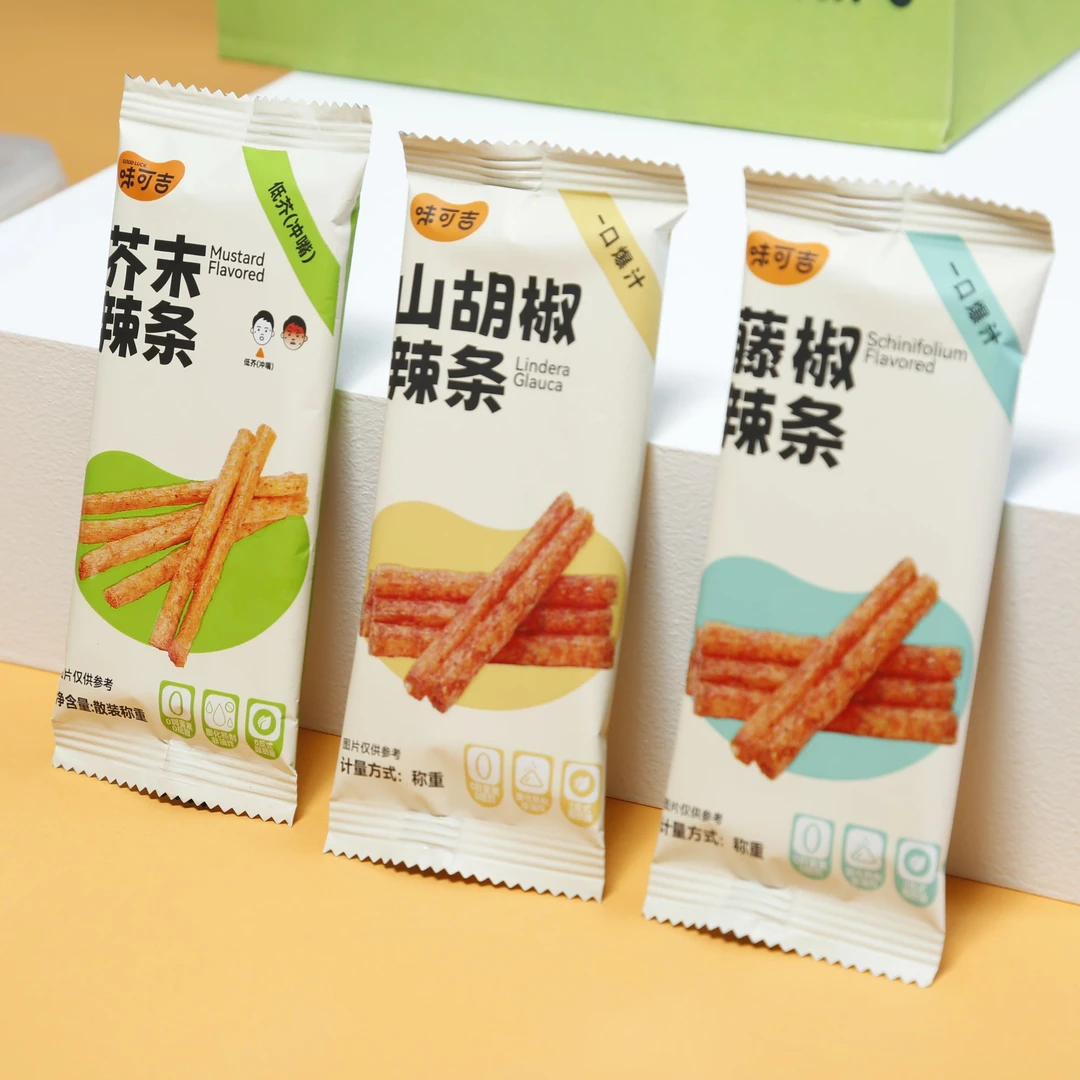 味可吉芥末辣条胡椒味藤椒味混合装网红休闲解馋小零食追剧小零食