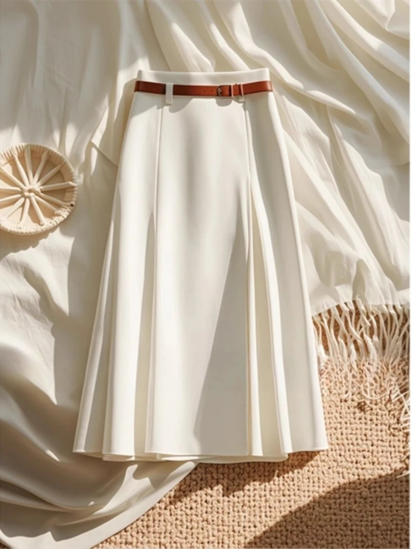 今年流行高级感超好看长裙清冷系褶皱修身显瘦西装半身裙女2024秋