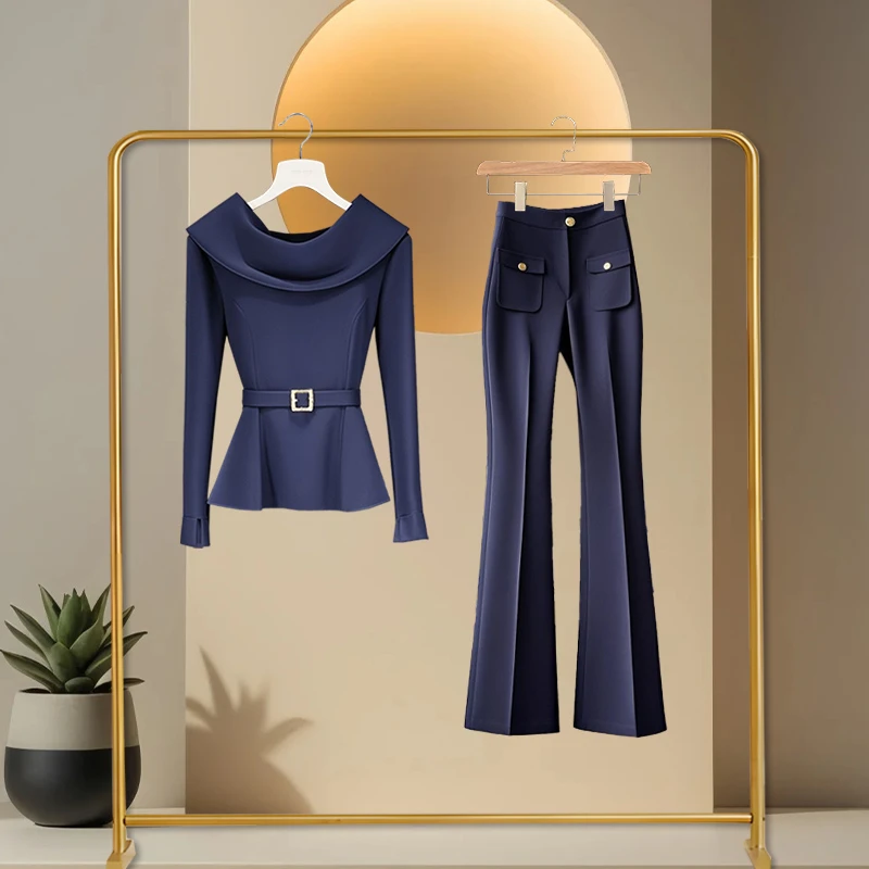 雅丹风韩系轻奢独特别致高级感气质上衣高端职业休闲通勤微喇裤女