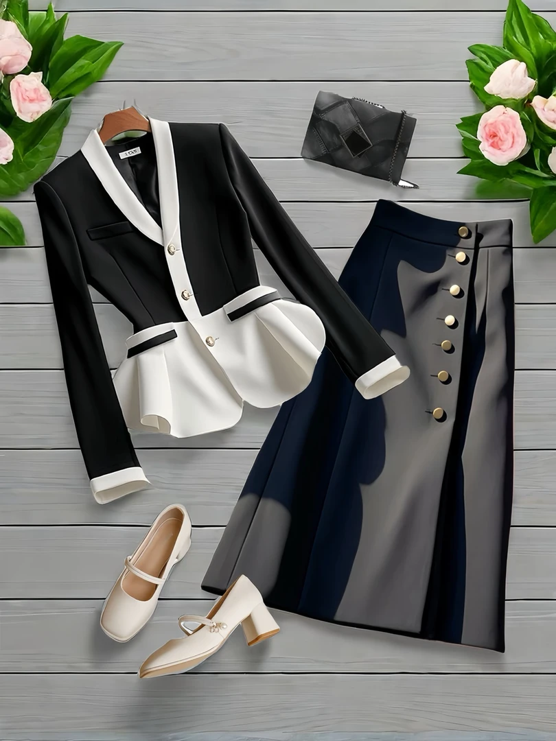 2025新款品质女装欧货高端时尚显瘦气质上衣洋气独特别致半身裙秋