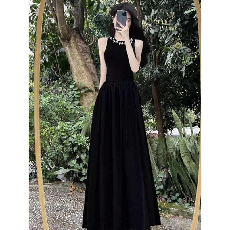 【轻奢甄选】法式时尚连衣裙女夏季晚礼服无袖高腰显瘦小黑裙小众气