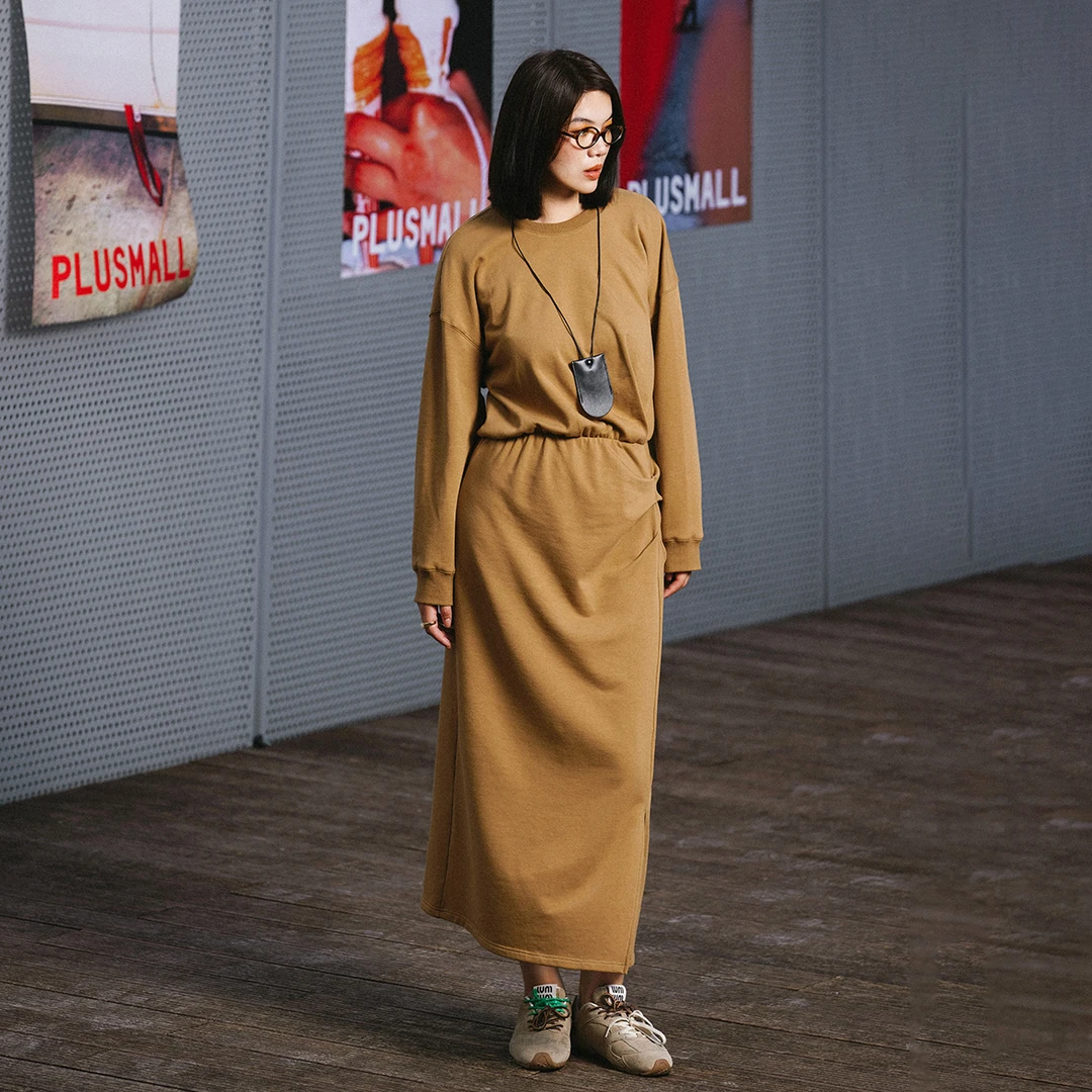 【折扣款】PLUSMALL Minority懒人裙 扭结开衩卫衣裙PPPP2409090