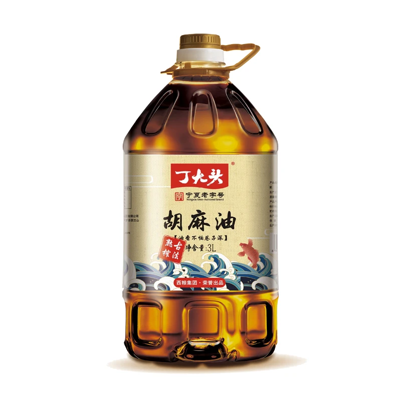 【古法熟榨纯胡麻油正品】3L=宁夏丁大头纯胡麻油传统压榨炒菜凉拌