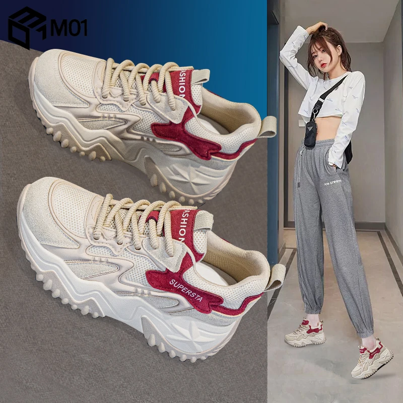 M01内增高老爹鞋女2025秋冬新款百搭网红厚底休闲运动鞋炸街女鞋