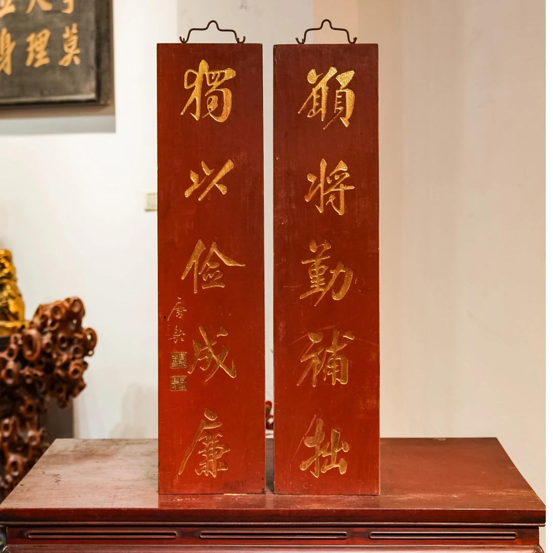 头牌匾店铺开业实木木匾仿古刻字圆弧对联招牌木质匾额装饰独以