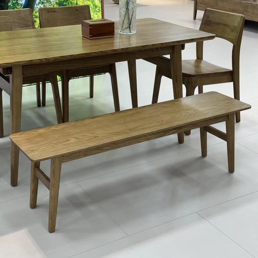 北美白蜡木全实木长条凳现代简约客厅餐桌凳现代轻奢原木板凳长椅