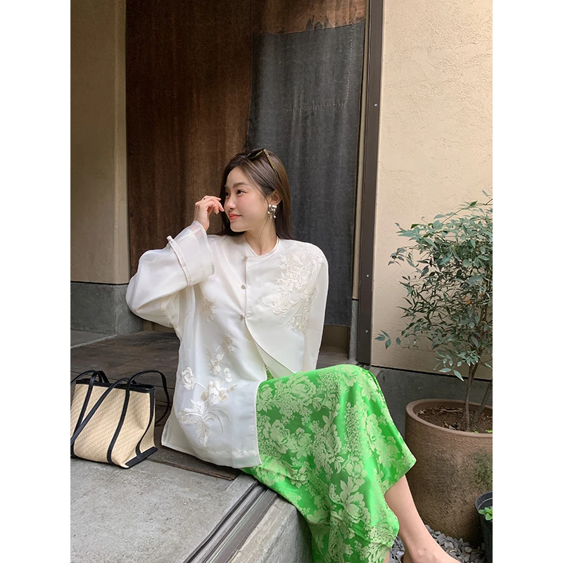 折【梦烟雨】RARE ME 2024新款国风上衣定制刺绣高级感盘扣外套女