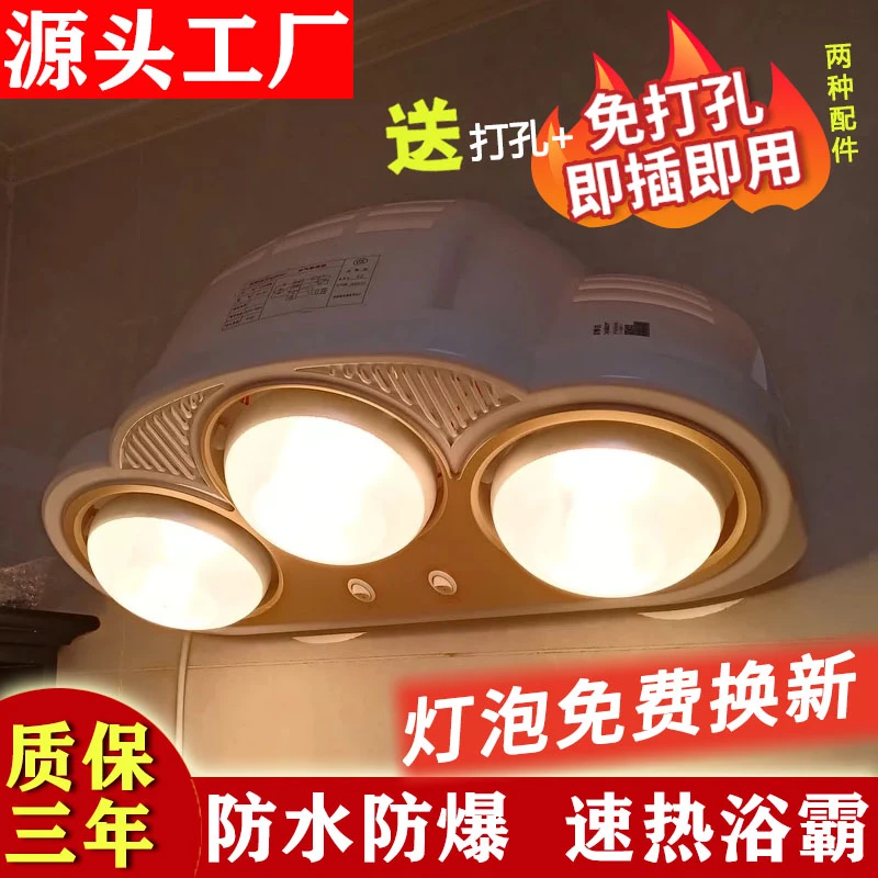 浴霸壁挂式卫生间灯暖风暖免打孔浴室防水两灯三灯挂墙式取暖器