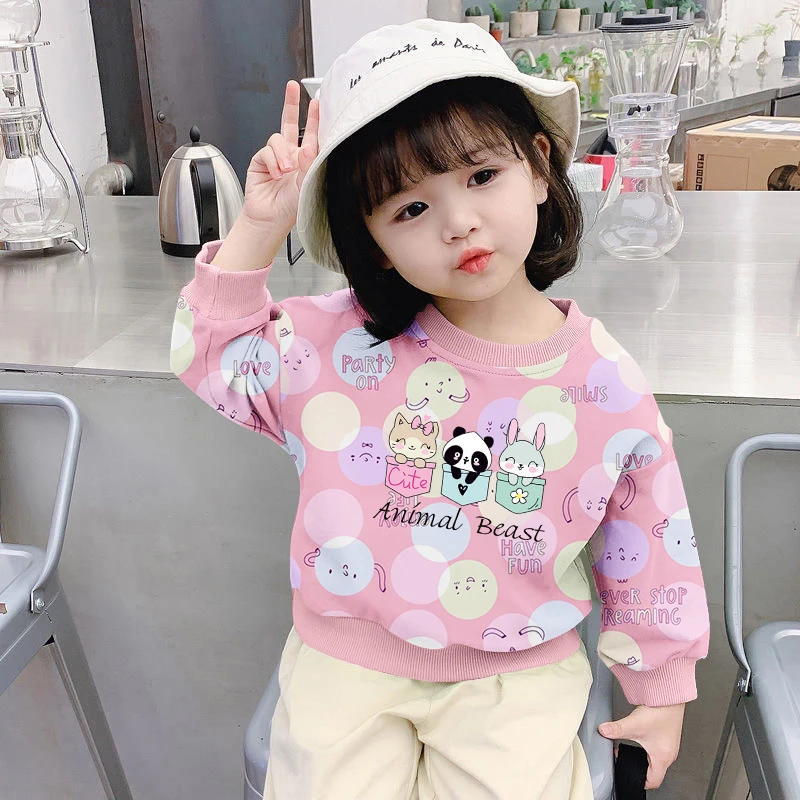 2023新款女童卫衣秋冬款洋气儿童打底衫时尚宝宝t恤长袖圆领上衣