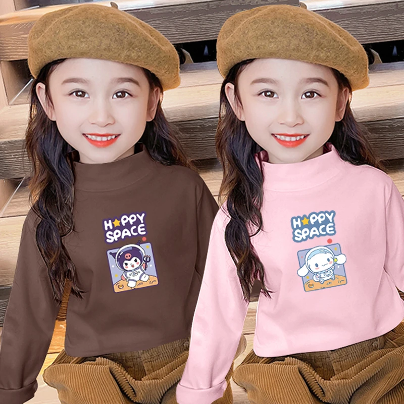 2025新款秋冬女童德绒打底衫儿童半高领t恤衫女宝宝时尚韩版秋衣