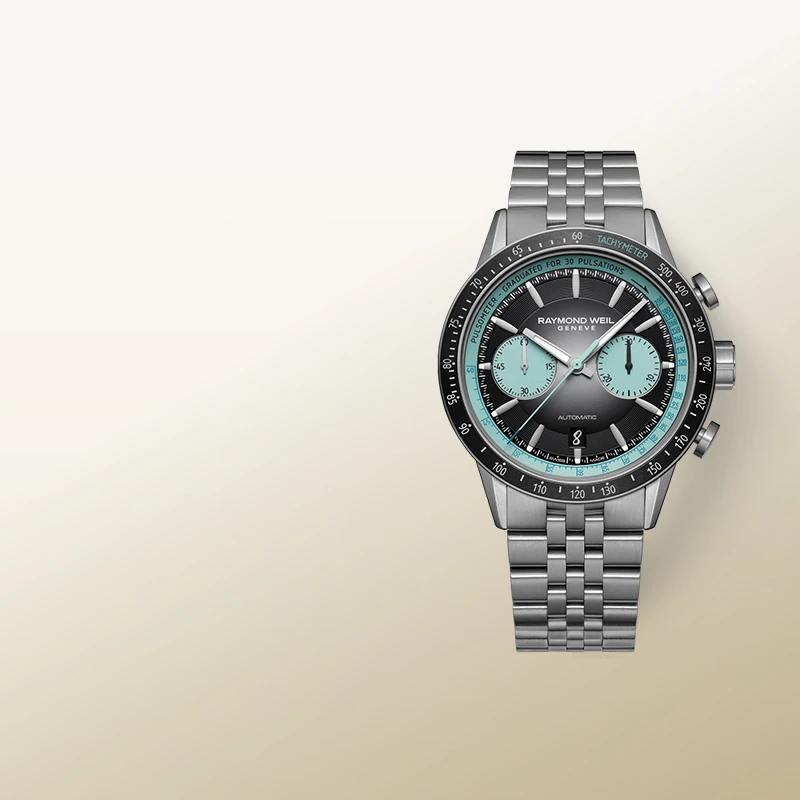 蕾蒙威Raymond Weil自由骑士系列双计时盘机械计时码表钛金属男表