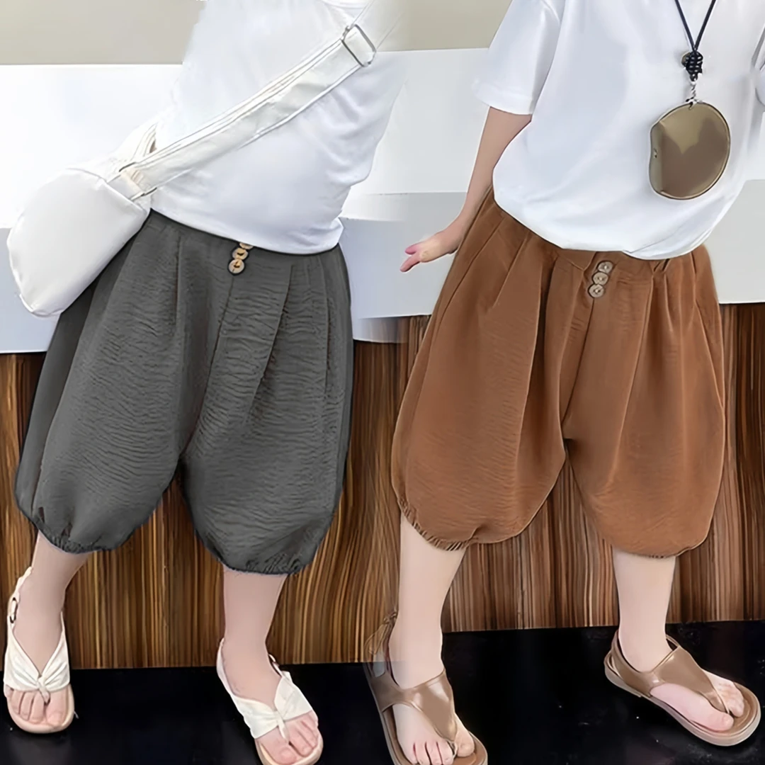 儿童夏季短裤2024新款男女童灯笼裤宝宝泡泡裤五分裤韩版洋气百搭