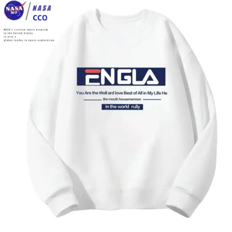 国潮新款男女同款运动休闲百搭圆领卫衣-蓝白