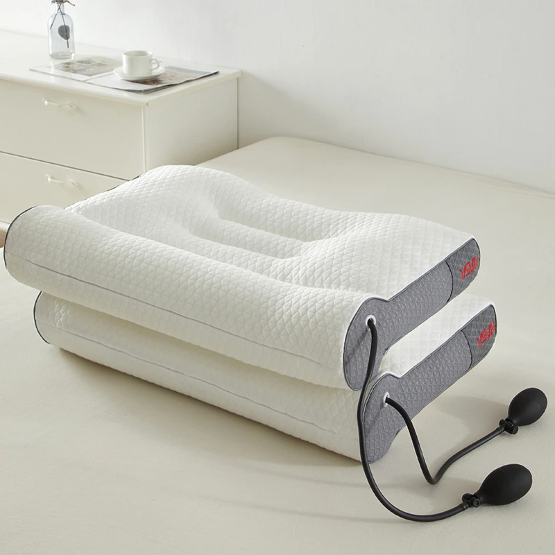 可调节家用软硬度枕头气囊充气记忆棉枕针织可调节高度枕芯枕头