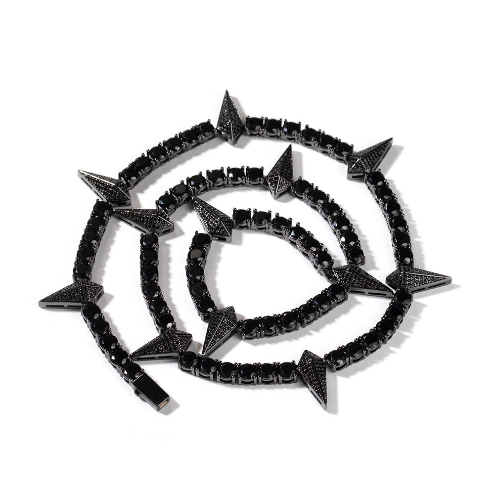 铜合成锆石项链 黑豹系列欧美嘻哈个性轻奢男女同款项链5A 微镶锆