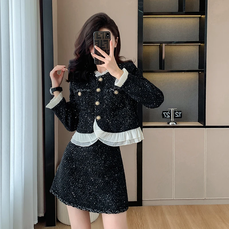 秋冬小香风两件套法式小个子名媛套装裙时尚气质高级感洋气女装