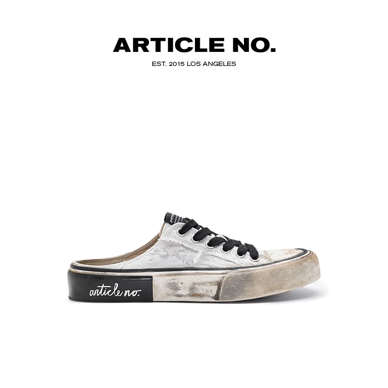 ARTICLE NO. 【瑞妮专属】复古包头做旧水洗脏脏鞋帆布半拖男女情侣