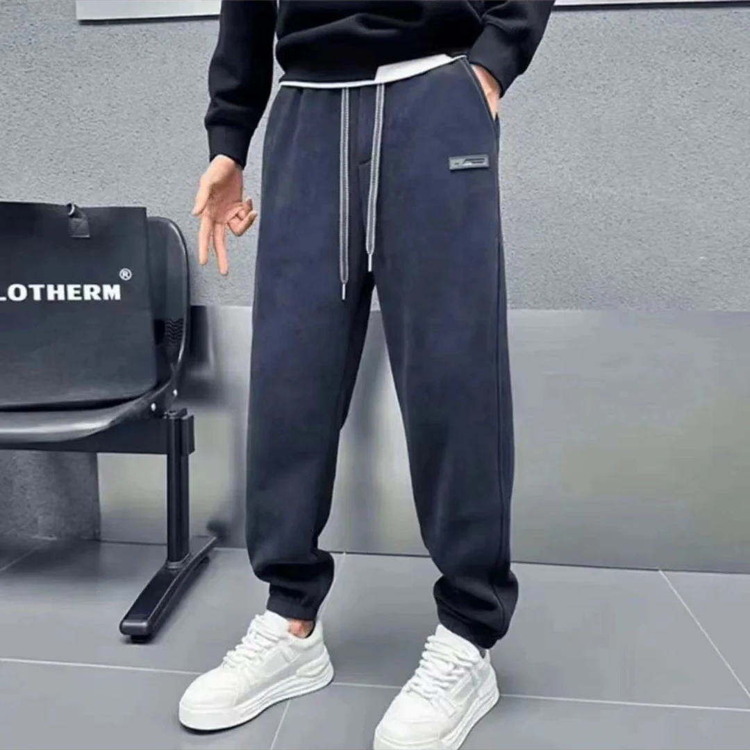 【现货】早秋新款小皮标潮流时尚百搭简约男士休闲裤长裤AH111*东2