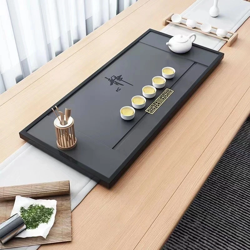 新款静心茶盘整块合成乌金石茶台托盘石茶台办公茶具干泡台茶盘